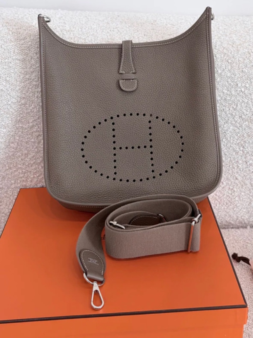 Authentic Pre-Owned Hermès Etoupe Clemence Evelyne Pochette III 29